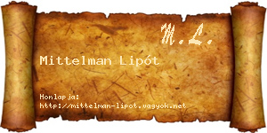 Mittelman Lipót névjegykártya